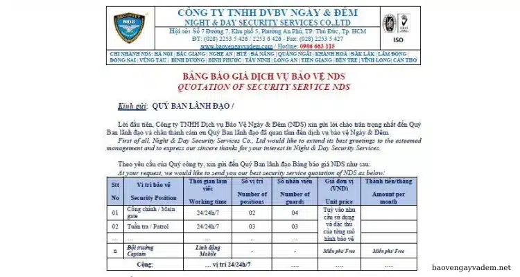 công ty bảo vệ Quận 9